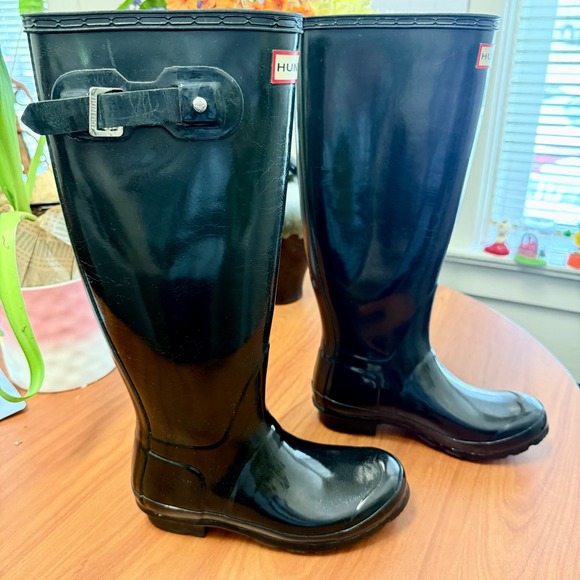Hunter Shoes - Hunter Original Tall Clear Haze Ombre Black Grey Rubber Rain Boots US 5 Wellies
